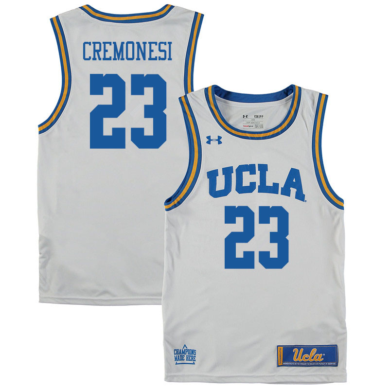 Men #23 Logan Cremonesi UCLA Burins College Basketball Jerseys Sale-White - Click Image to Close
